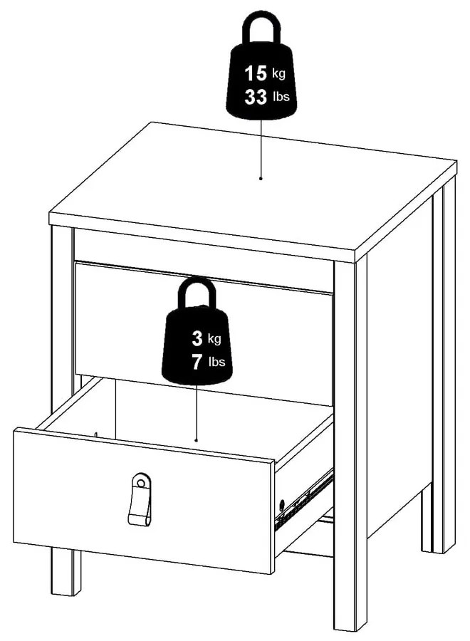 Noptieră albă Madrid - Tvilum