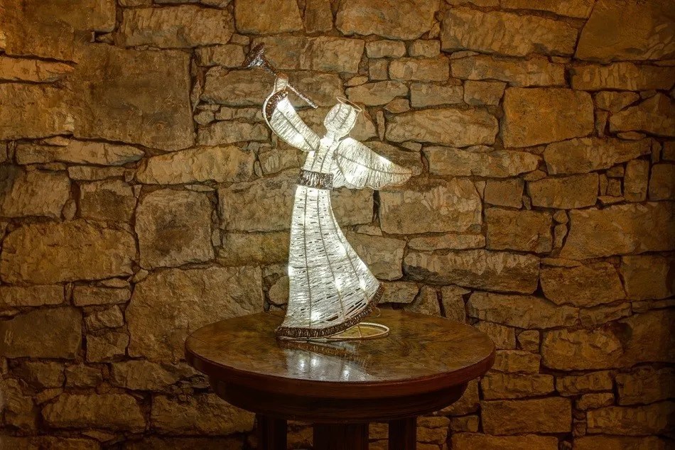 Înger luminos 50 cm, alb rece, strălucitor