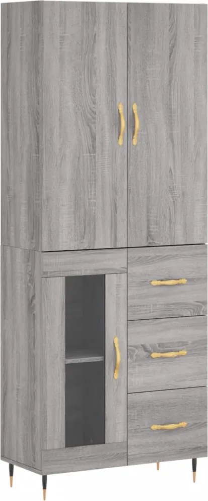 vidaXL Dulap înalt, gri sonoma, 69,5x34x180 cm, lemn compozit