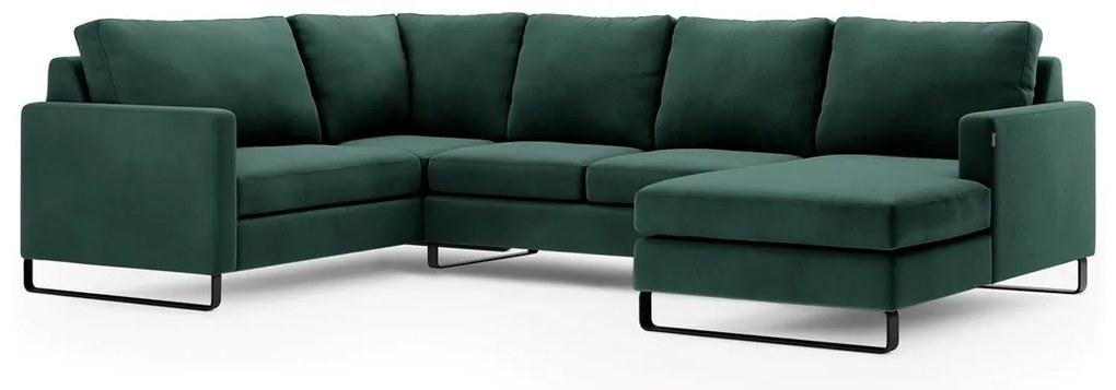 Canapea verde inchis in forma de U, CORNI, inchisa