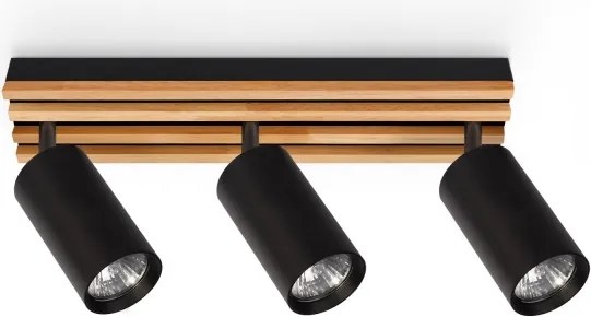Brilagi - Lampă spot SELE WOOD ACOUSTIC 3xGU10/30W/230V negru/lemn