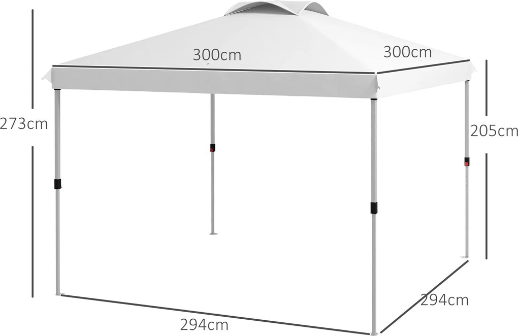 Outsunny Tonelă / pavilion de grădină pop-up pliabil 3 x 3 m cu sac de transport pe roți, înălțimi reglabile | Aosom Romania