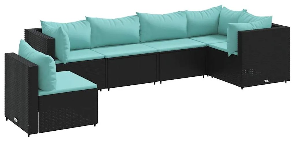 3308172 vidaXL Set mobilier de grădină cu perne, 6 piese, negru, poliratan