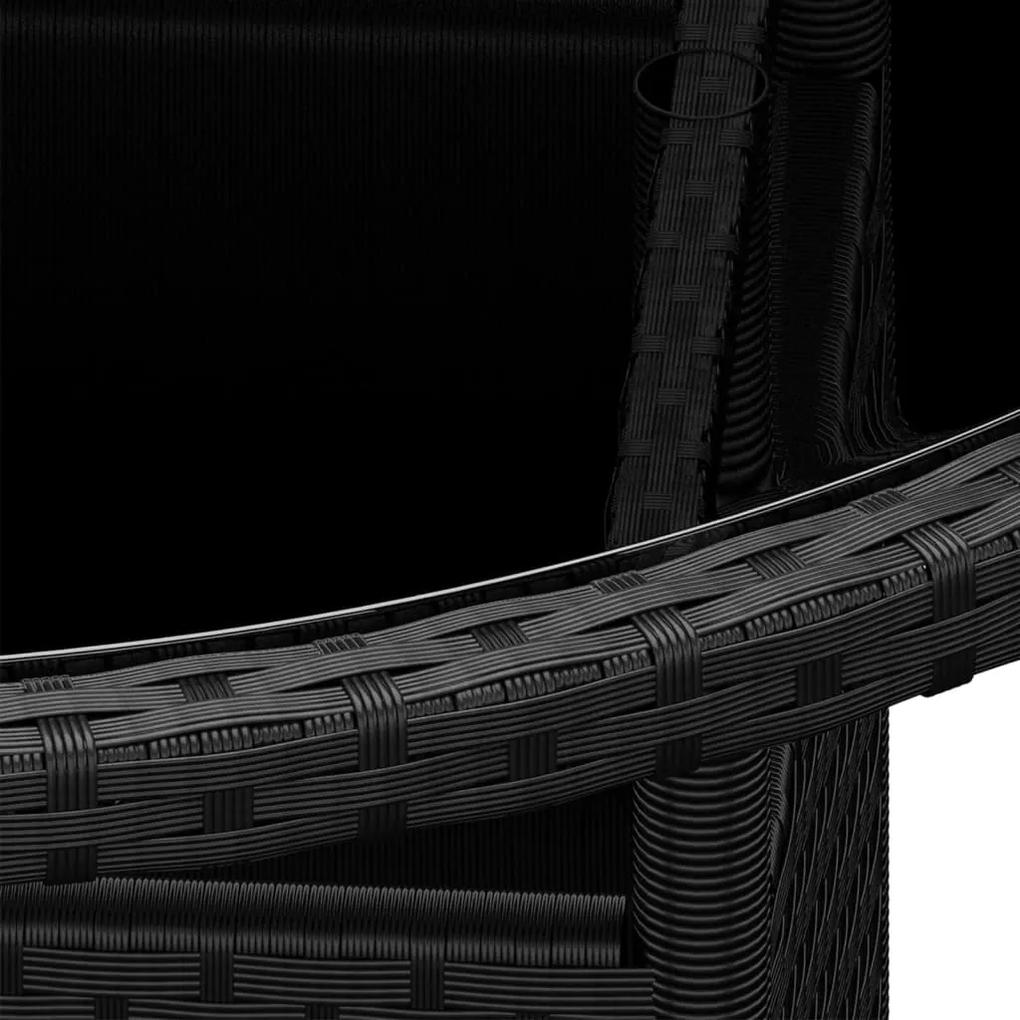 Masa de gradina, negru, O80x75 cm, sticla securizata poliratan 1, Negru