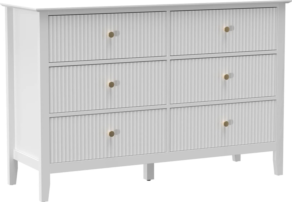 HOMCOM Comodă Sideboard cu 6 sertare Dulap modern de depozitare pentru living dormitor hol 100 x 40 x 78 cm Alb | Aosom Romania
