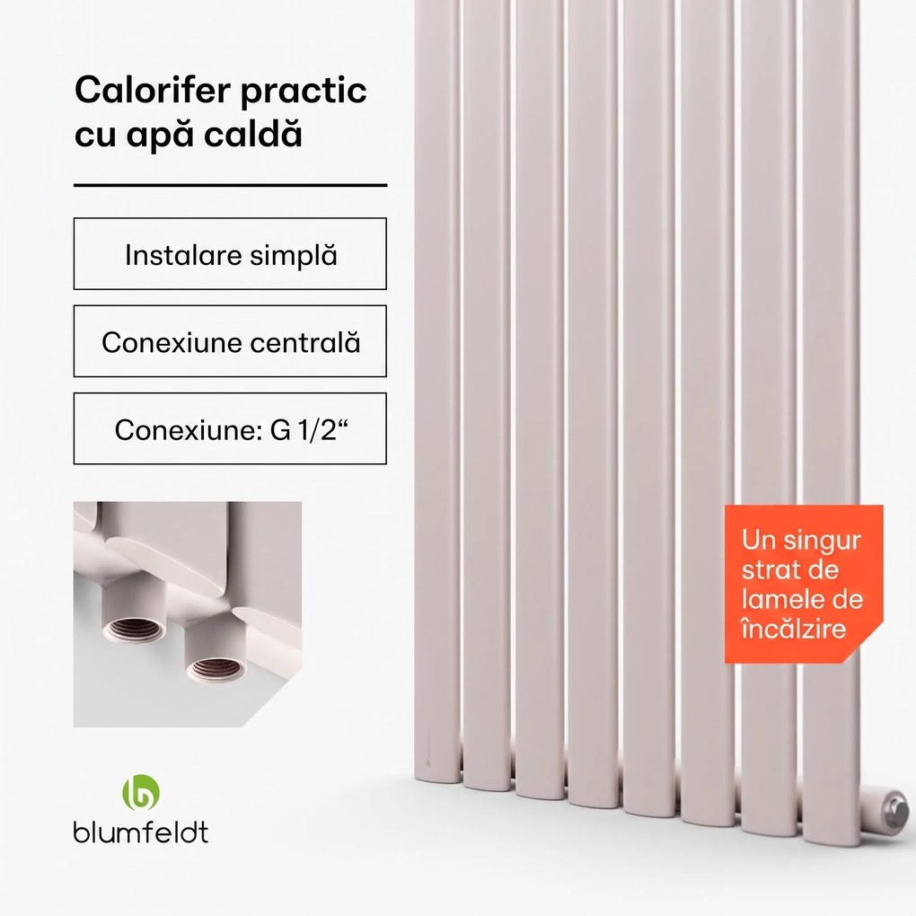 Blumfeldt Tallheo, 47 x 160, radiator, radiator tubular, 728 W, apă caldă, 1/2