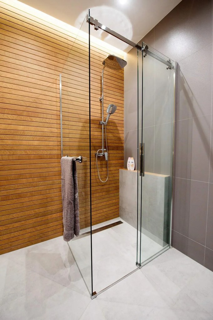 Perete lateral de dus 90x200cm, sticla securizata 6 mm, cromat, Deante Prizma 900x2000 mm
