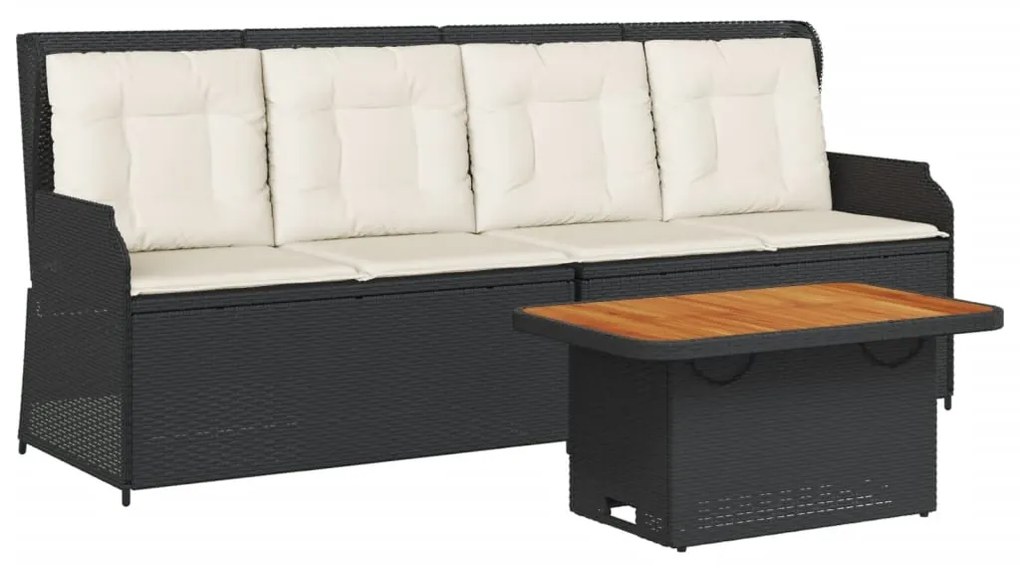 3262443 vidaXL Set mobilier de grădină cu perne, 3 piese, negru, poliratan