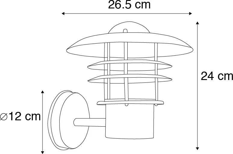 Lampă de perete de exterior vintage cupru IP44 - Prato