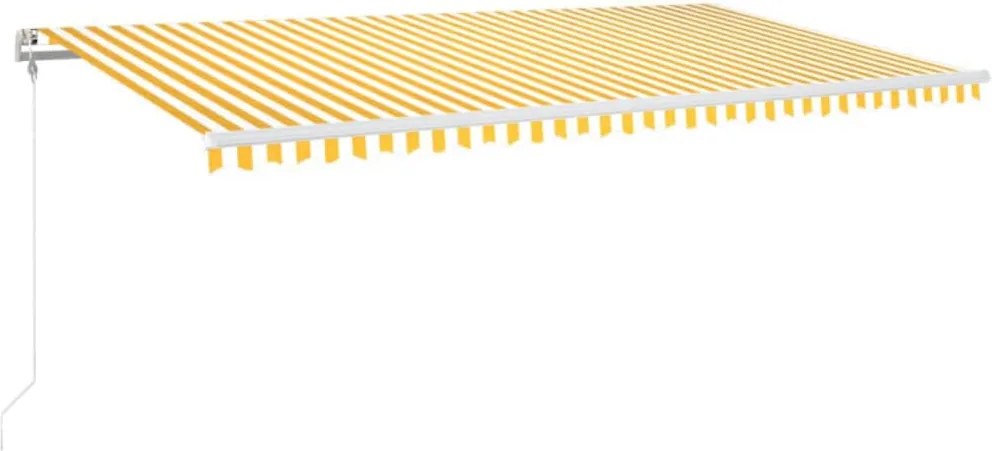 vidaXL Copertină automată cu senzor vânt & LED, galben&alb, 600x300 cm