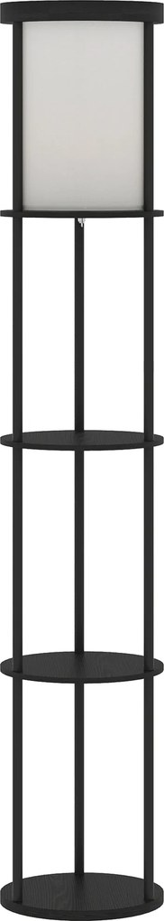 HOMCOM Lampă de podea cu 3 rafturi, design rotund, telecomandă, comutator de picior, temperatură de lumină reglabilă, pentru living, Negru | Aosom Romania