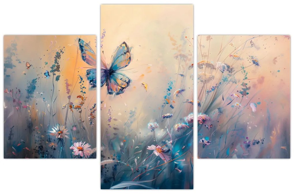 Tablou - Pajiște cu Fluture II (90x60 cm)