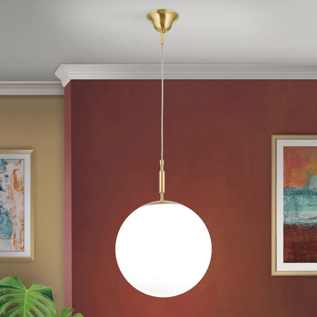 Lustra, Pendul realizat manual ARTDESIGN 30cm, alama mat/ alb opac