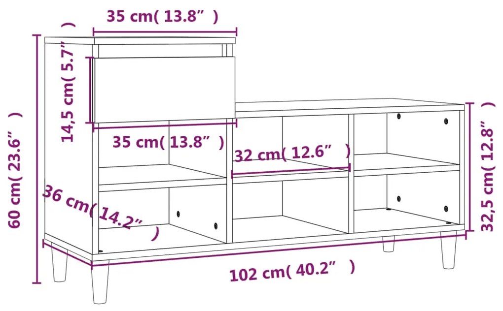 Pantofar, alb extralucios, 102x36x60 cm, lemn compozit 1, Alb foarte lucios