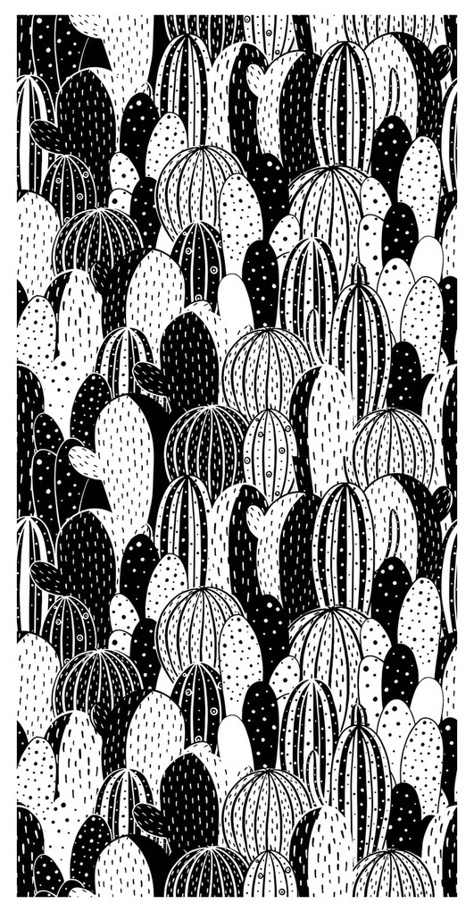 Tapet - Cactuși, alb-negru
