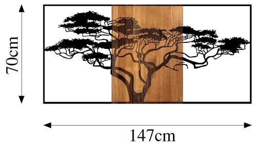 Decorațiune de perete 147x70 cm lemn/metal copac
