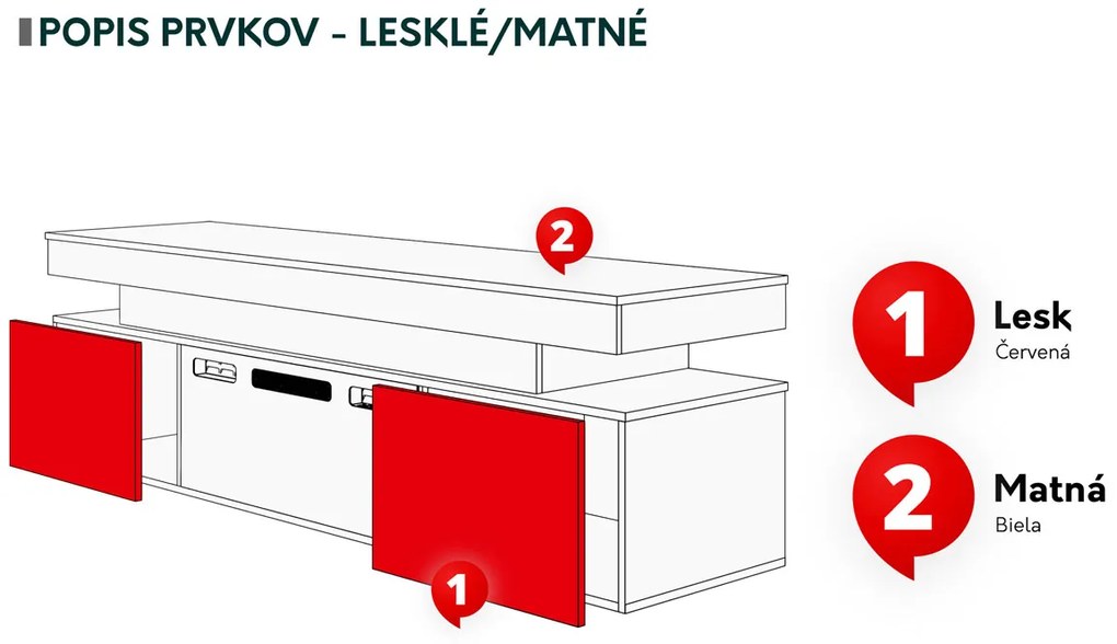 Dulap TV cu șemineu Lesteralo EF 2D 190 (Negru + lucios negru) (cu iluminat LED albastru). Promo -16%. 1106180