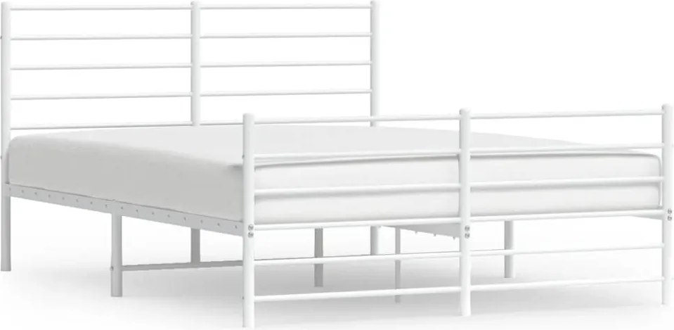 vidaXL Cadru de pat metalic cu tăblie de cap/picioare, alb, 140x190 cm