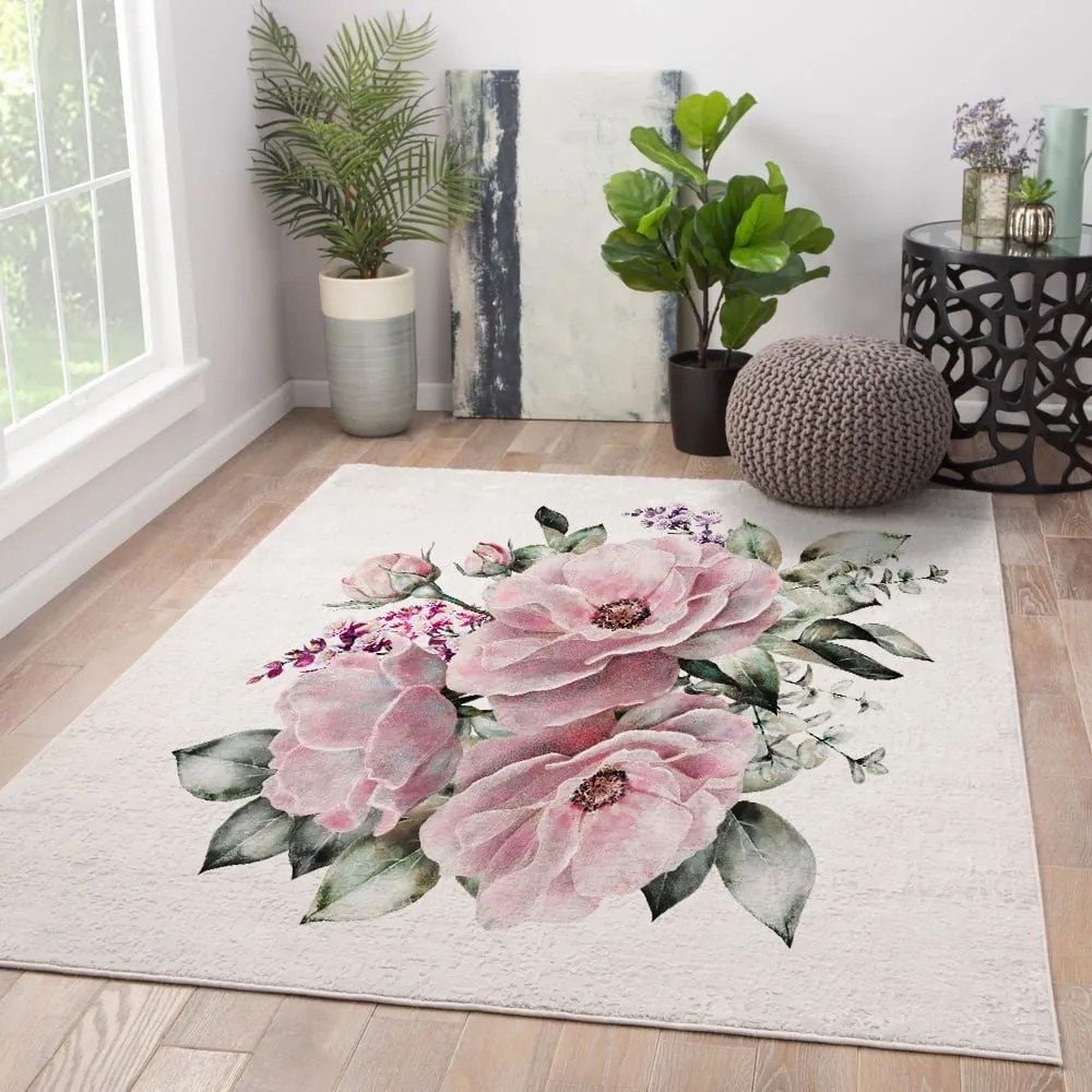 Covor roz/crem lavabil 140x220 cm New Carpets – Oyo home