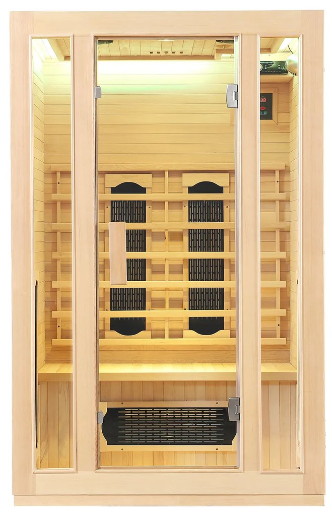 Infračervená sauna/tepelná kabína Nyborg S120K s keramikou, panelovým radiátorom a drevom Hemlock