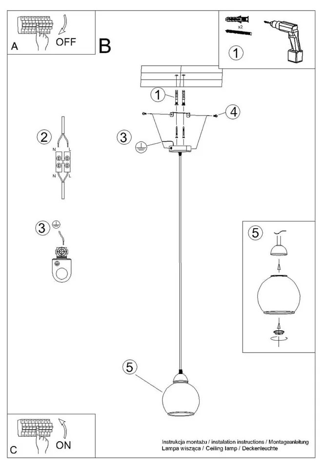 Lustră neagră ø 15 cm Grande – Nice Lamps