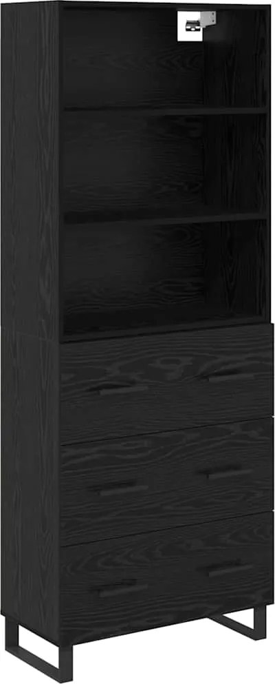 vidaXL Bufet cu sertar Stejar Negru 69,5 x 34 x 180 cm Lemn compozit