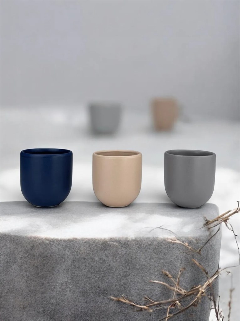 Set 3 cesti cafea Pahare Novum Trio Portal, glazura mata, 250ml