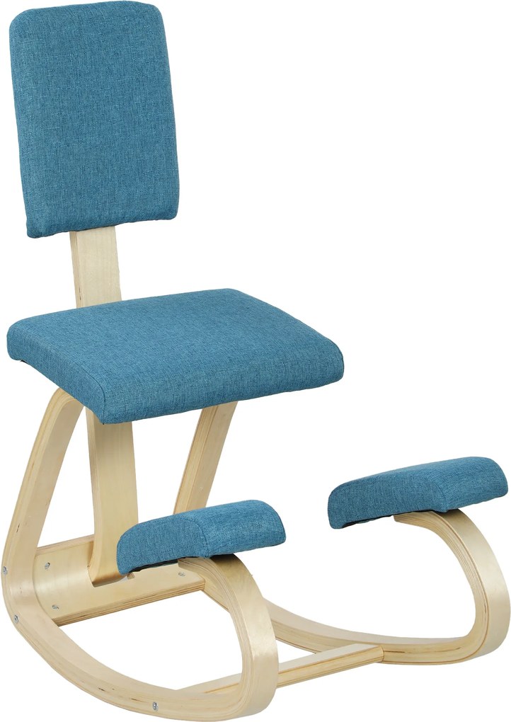 HOMCOM Scaun pentru genunchi din țesătură cu aspect de in și lemn, Maro închis | Aosom Romania