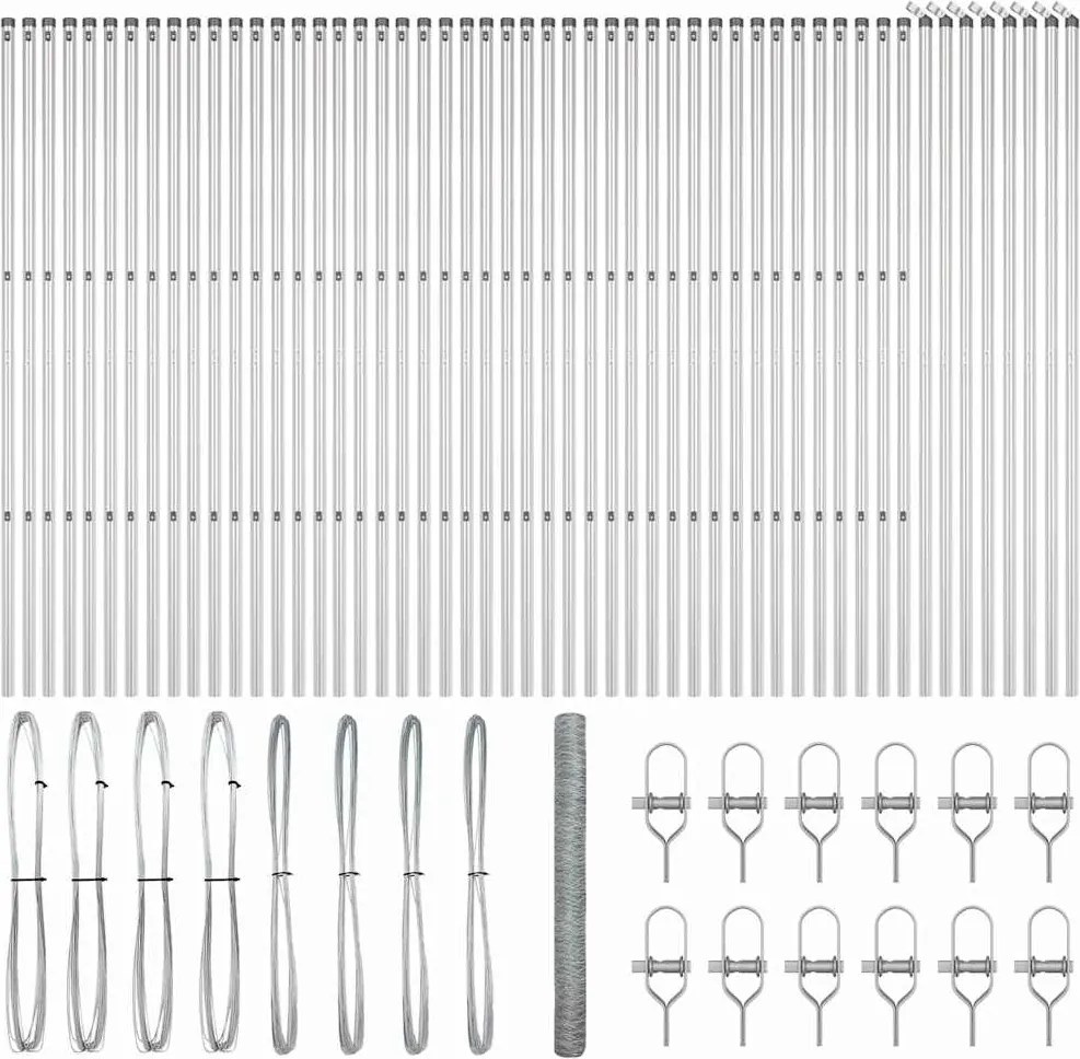 vidaXL Stâlp de gard. Argintiu 100 x 1,5 m (mesh de 50 mm) Oțel