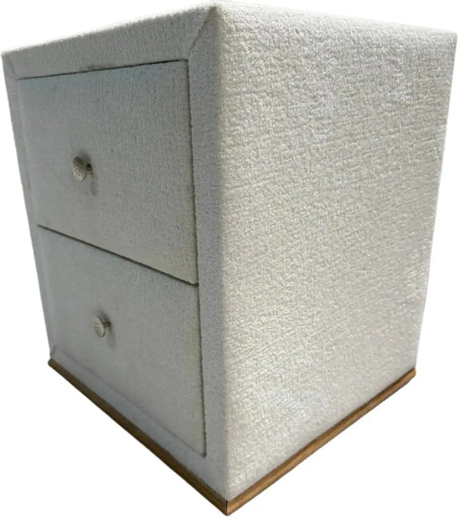 Noptiera VOLO, stofa buclata alb - Artemis 7342, 45x41x50 cm