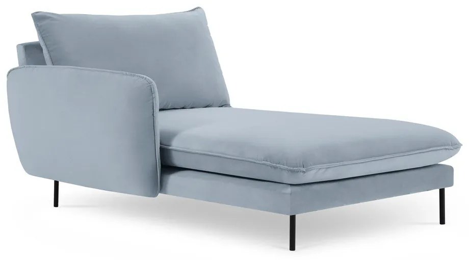 Șezlong albastru deschis cu tapițerie din catifea (cu colțar pe partea stângă ) Vienna – Cosmopolitan Design