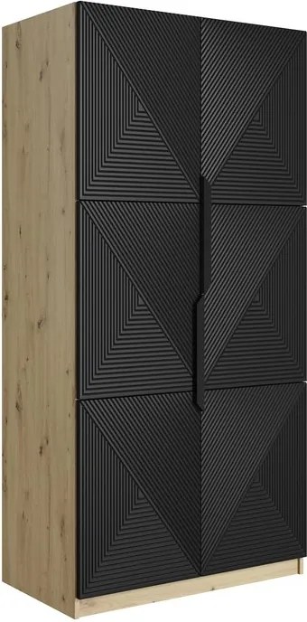 Dulap Asha 100 cm și mânere metalice - artisan / negru mat / mânere negre