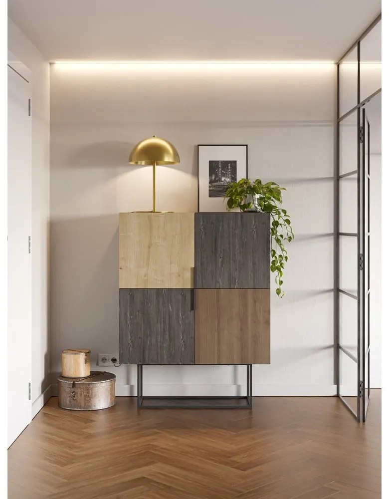 Dulap maro/în culoare naturală cu aspect de lemn de stejar 100x130 cm Titan – Marckeric