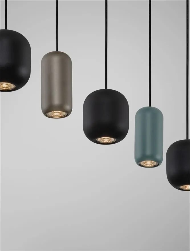 Lustra cu 5 pendule metal negru, maro, verde MARLIN