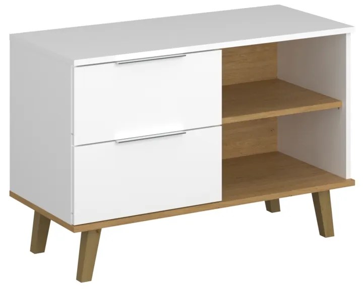 Comodă Nickole 2S/90 (alb + Stejar pietros). 1053083