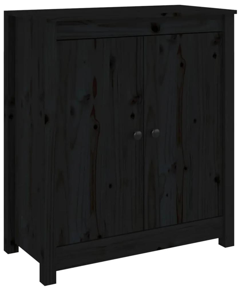 Servanta, negru, 70x35x80 cm, lemn masiv de pin 1, Negru, 70 x 35 x 80 cm, Dulap lateral cu 2 usi