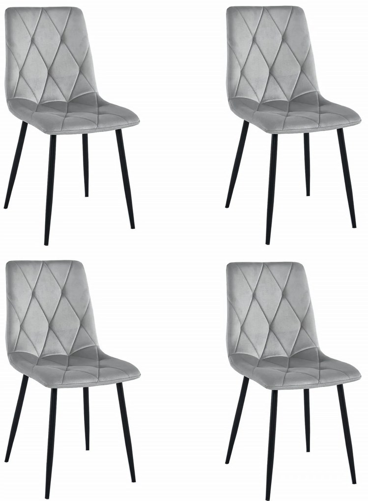 Set Scaune 4 Bucatarie/Dining Fido Catifea Gri