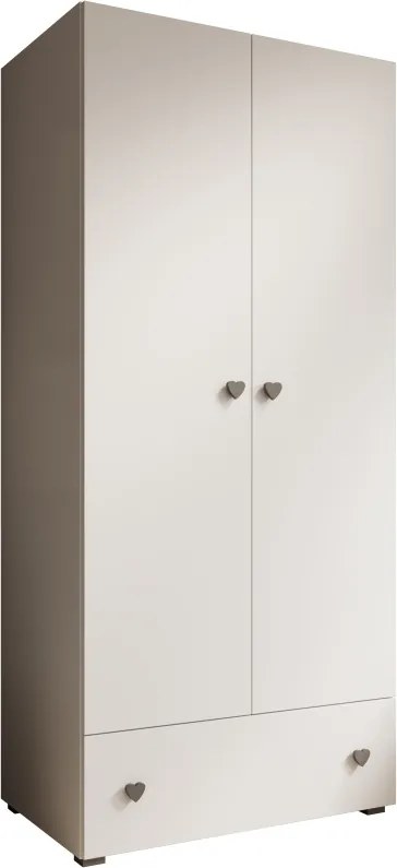 Dulap Emily hinged with a heart-shaped handle (Gri) – 80x50x177 cm – Alb