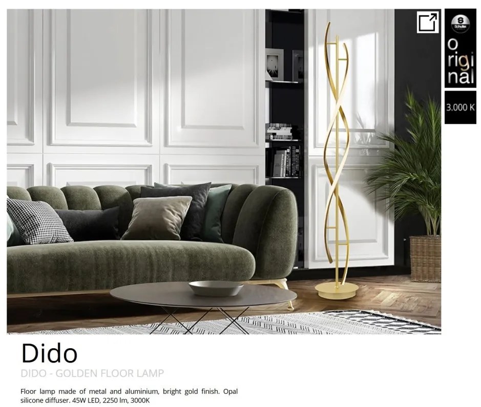 Lampadar LED / Lampa de podea design modern Dido aurie
