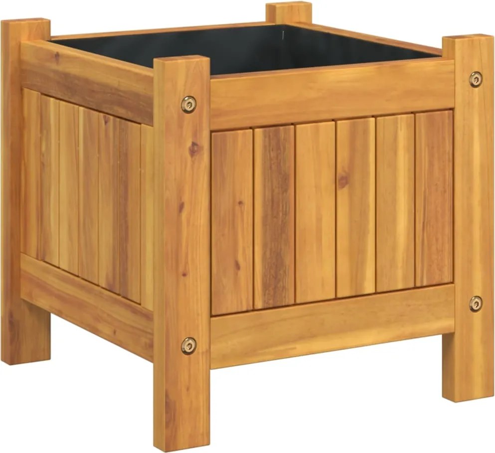 vidaXL Jardinieră de grădină cu căptușeală, 31x31x30 cm, lemn acacia