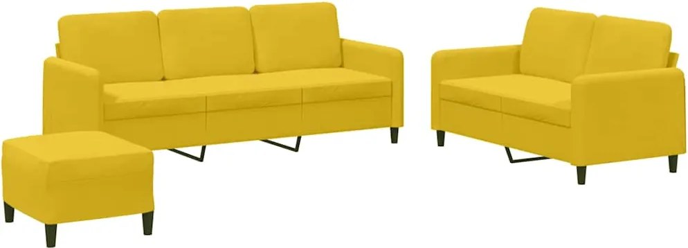 vidaXL Set de canapele, 3 piese, galben, catifea
