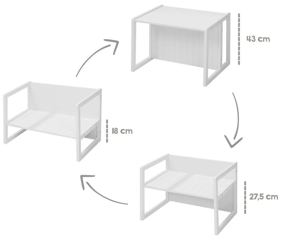 Bancă de copii albă Country Style – Roba