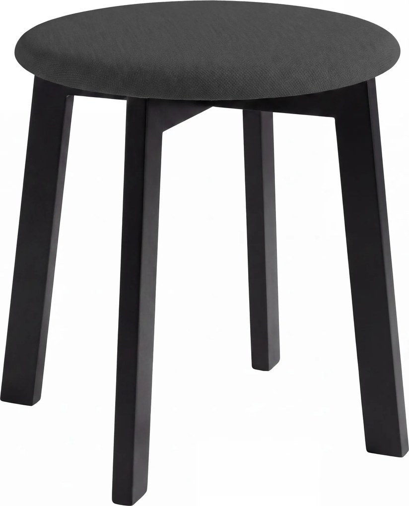 MAZZONI EXPORT Taburet rotund ZOI Negru (Storm 100) / cadru din lemn de fag negru
