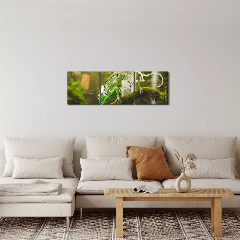 Tablou - cameleon (cu ceas) (90x30 cm)
