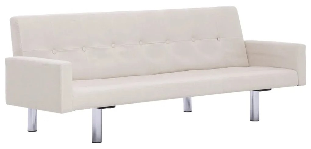 282219 vidaXL Canapea extensibilă cu brațe, crem, poliester