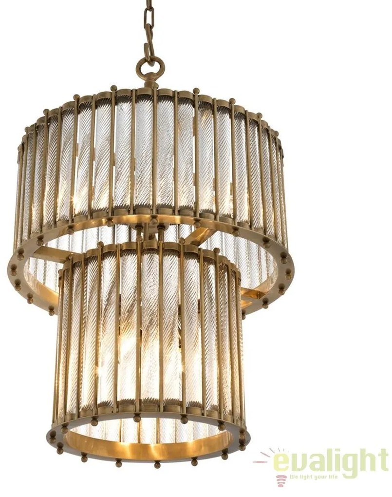 Lustra design LUX cu sticla modelata manual Tiziano, alama antic 111133 HZ