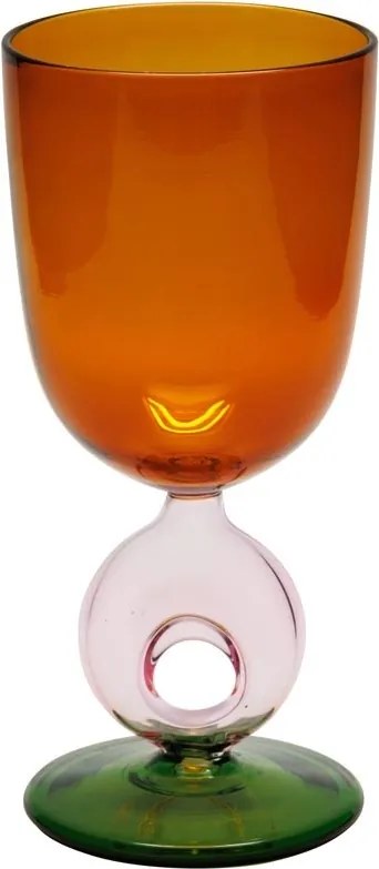 Pahar de vin, portocaliu, cu picior, din sticla borosilicata, Loop