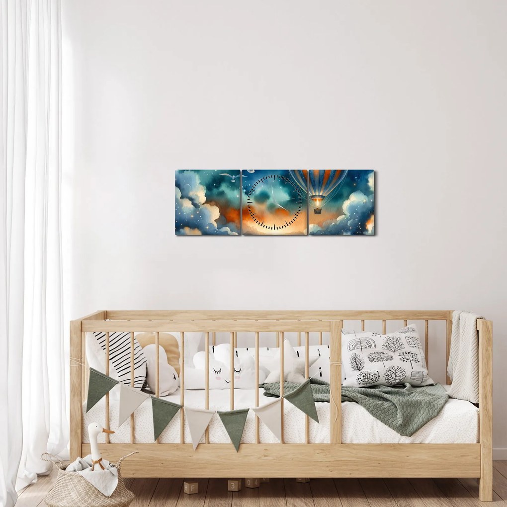 Tablou - Zbor sub cerul nopții (cu ceas) (90x30 cm)