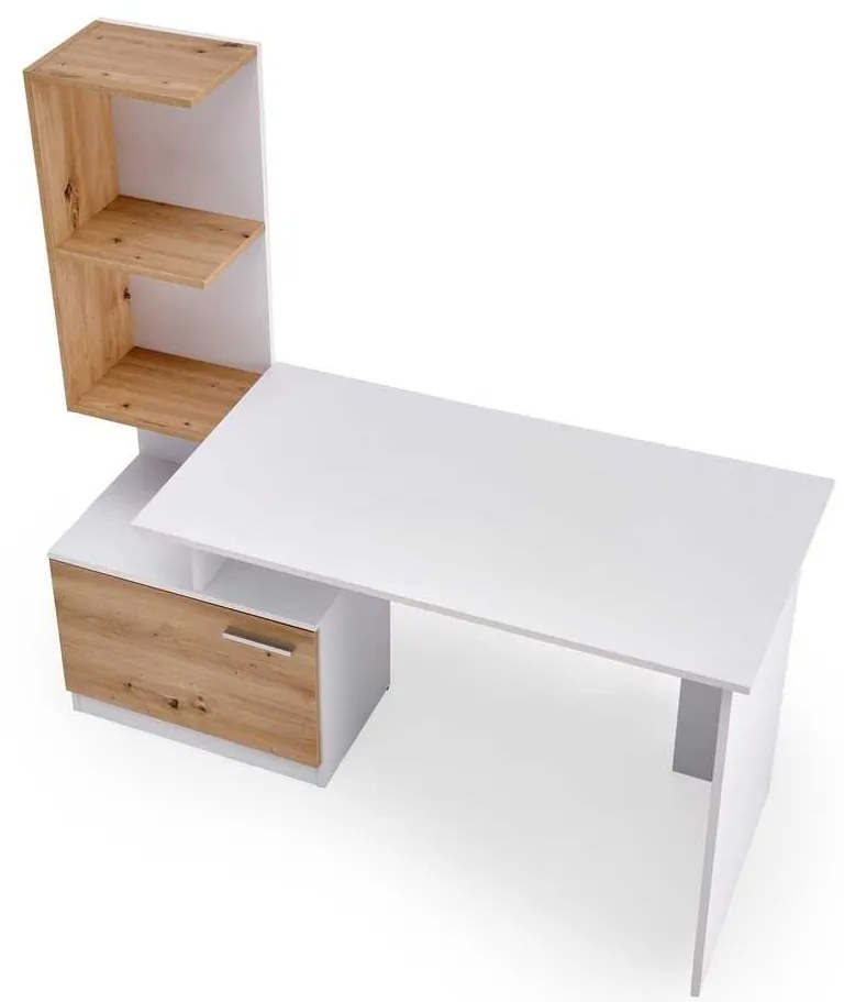 Birou Kirkton, alb / stejar artisan
