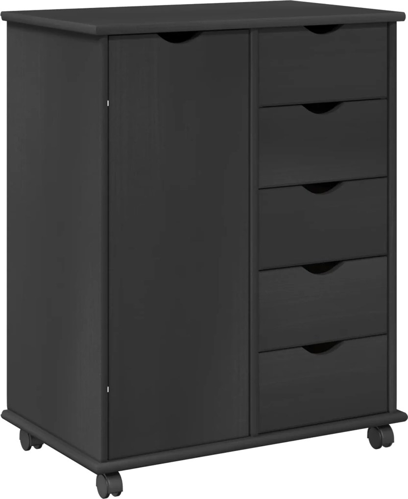 vidaXL Cabinet mobil cu roata Gri 63,5 x 39 x 79 cm Lemn de pin masiv